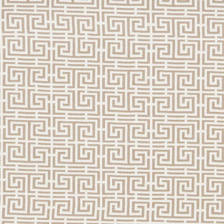 Schumacher 70563 Chinois Fret Natural/Ivory fabric swatch