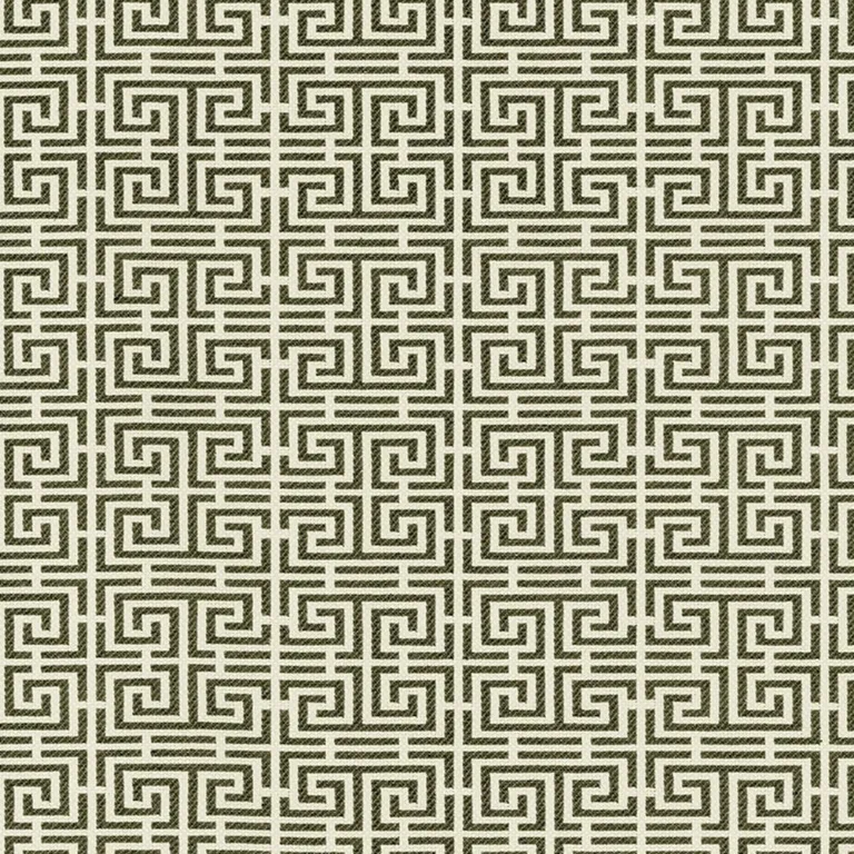 Schumacher 54950 Chinois Fret Noir/ Almond fabric swatch