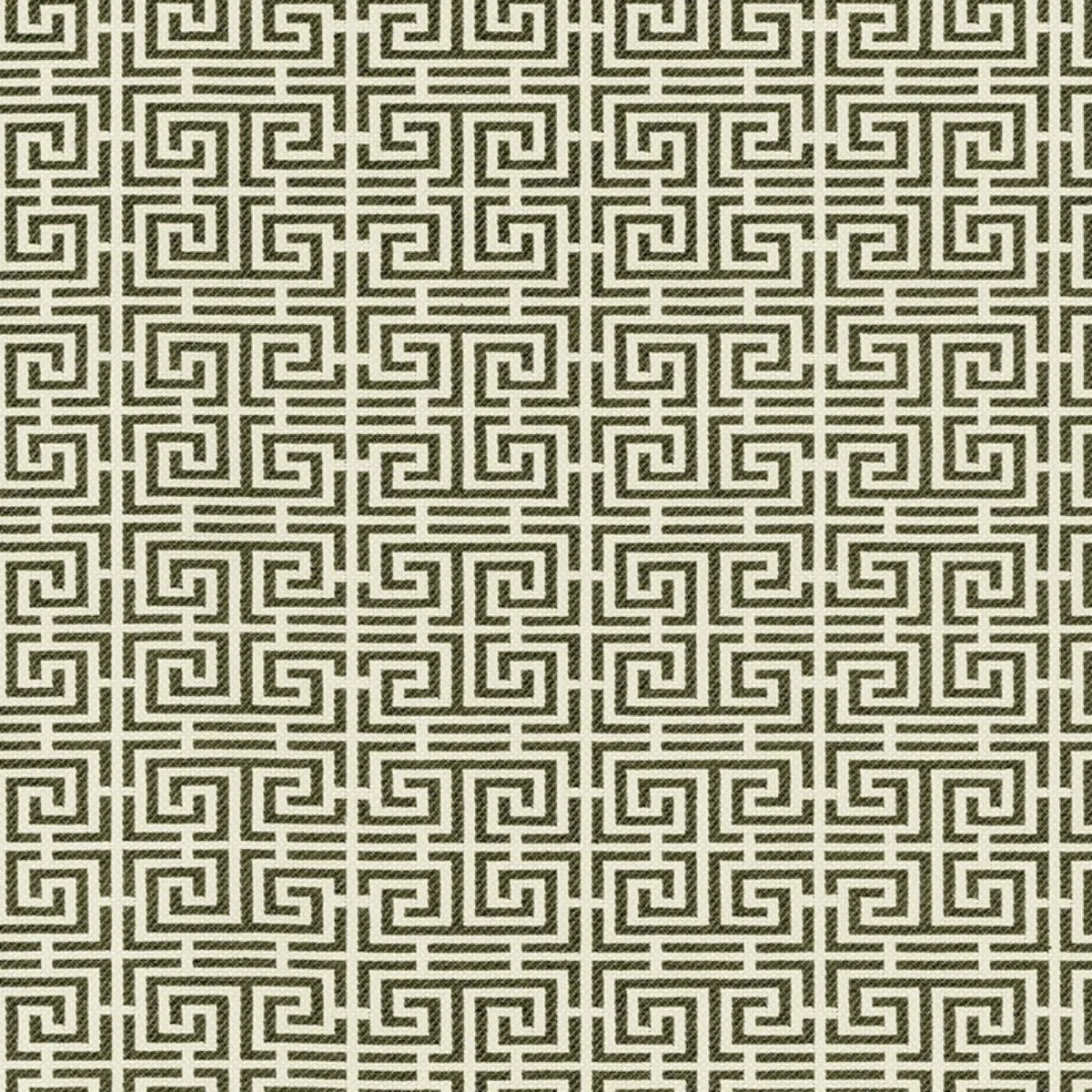 Schumacher 54950 Chinois Fret Noir/ Almond fabric swatch