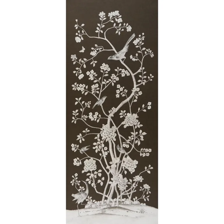 Schumacher 182560 Chinois Palais Chocolate fabric swatch