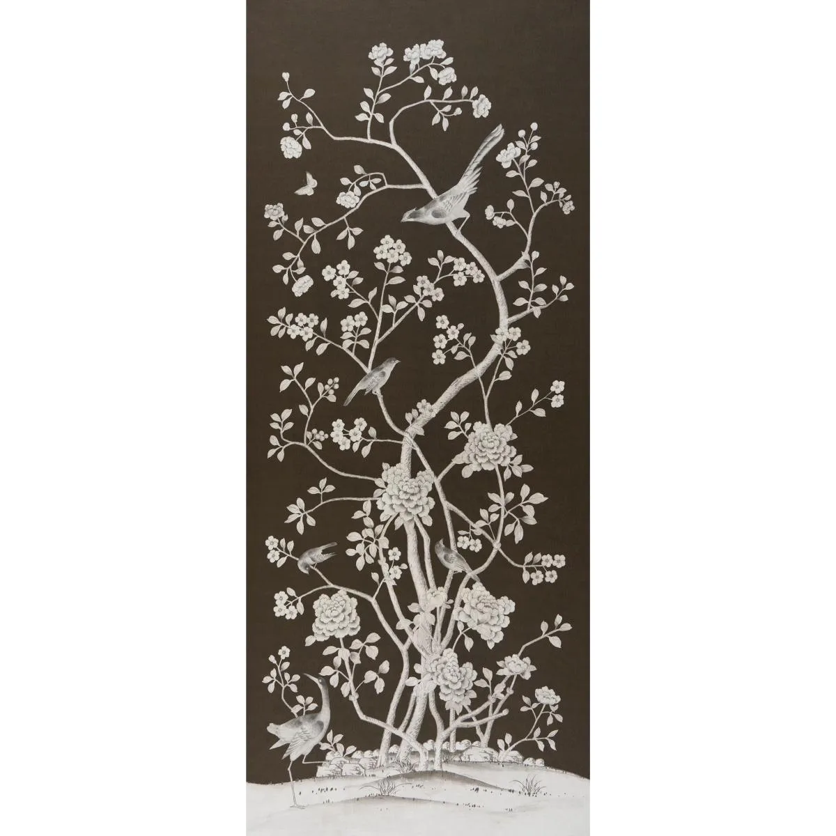 Schumacher 182560 Chinois Palais Chocolate fabric swatch