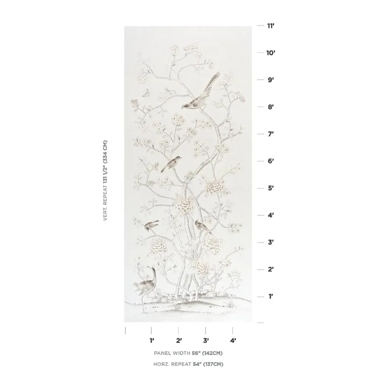 Schumacher 175048 Chinois Palais Neutral fabric swatch