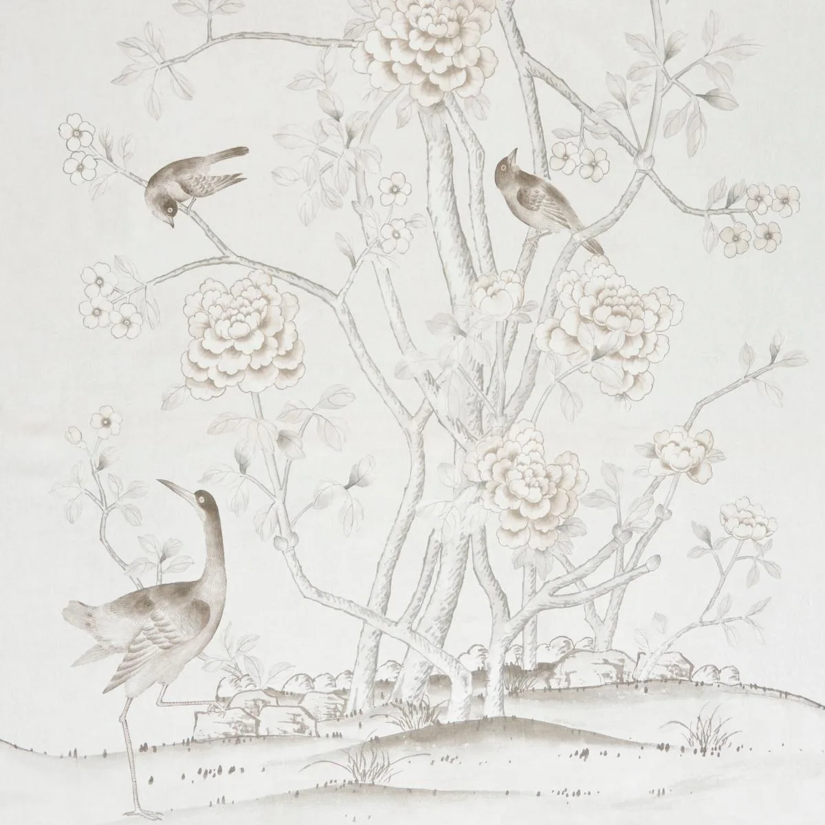 Schumacher 175048 Chinois Palais Neutral fabric swatch