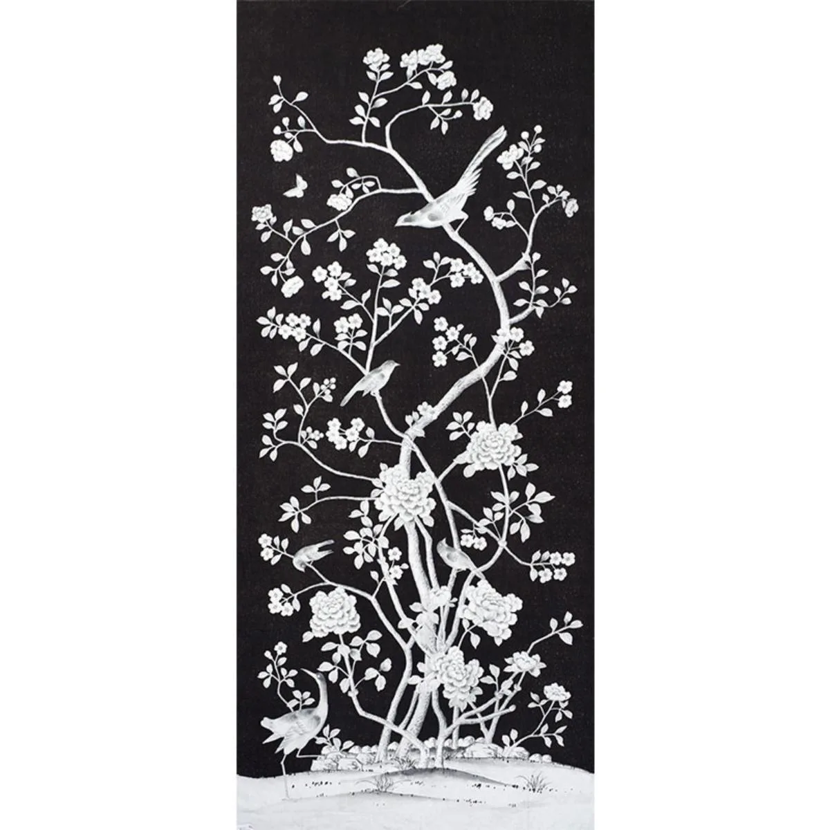 Schumacher 175047 Chinois Palais Noir fabric swatch