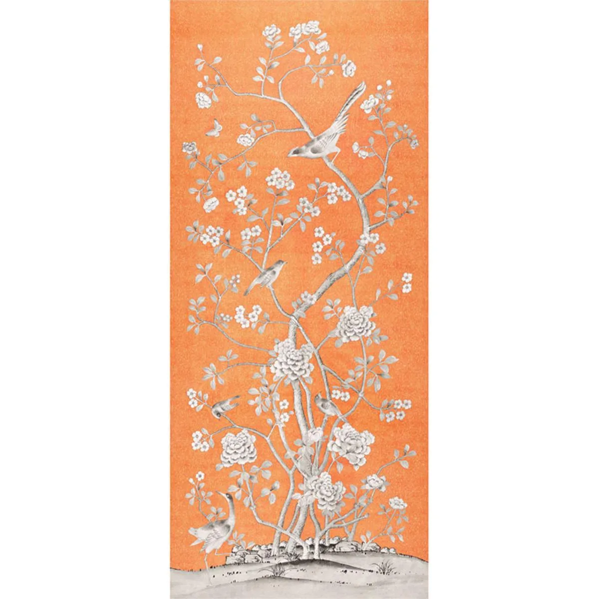 Schumacher 175044 Chinois Palais Tangerine fabric swatch