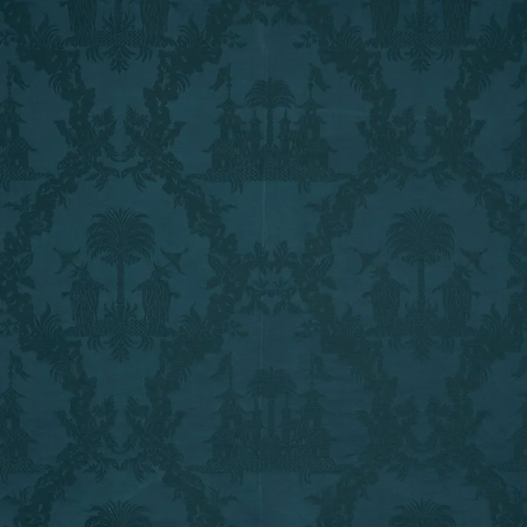 Schumacher 71830 Chinoiserie Royale Peacock fabric swatch