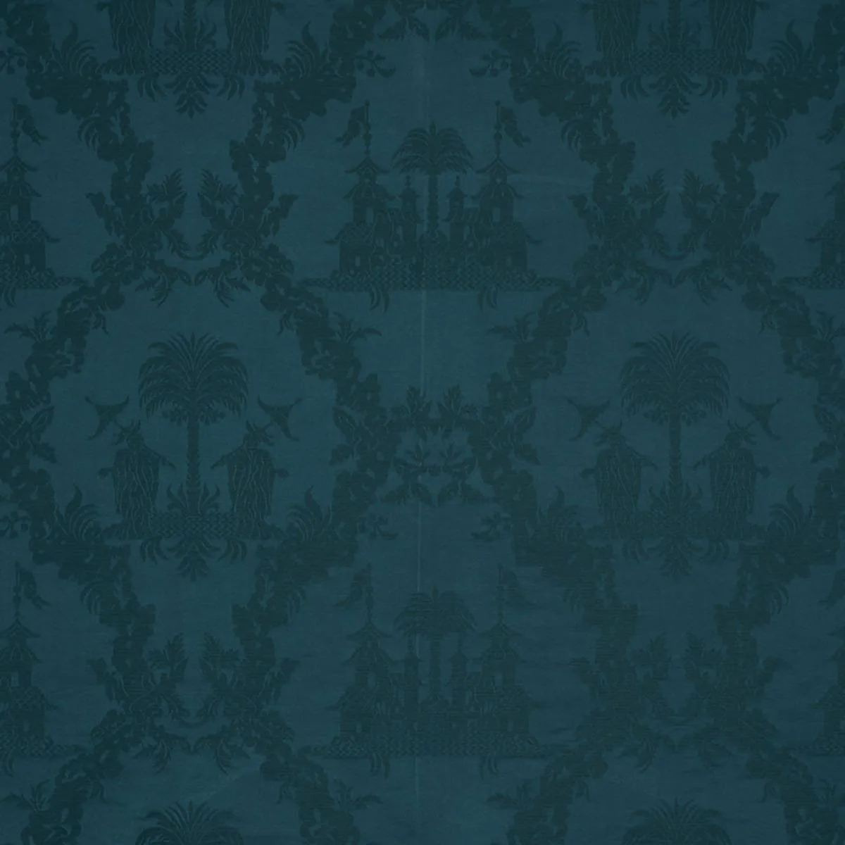 Schumacher 71830 Chinoiserie Royale Peacock fabric swatch