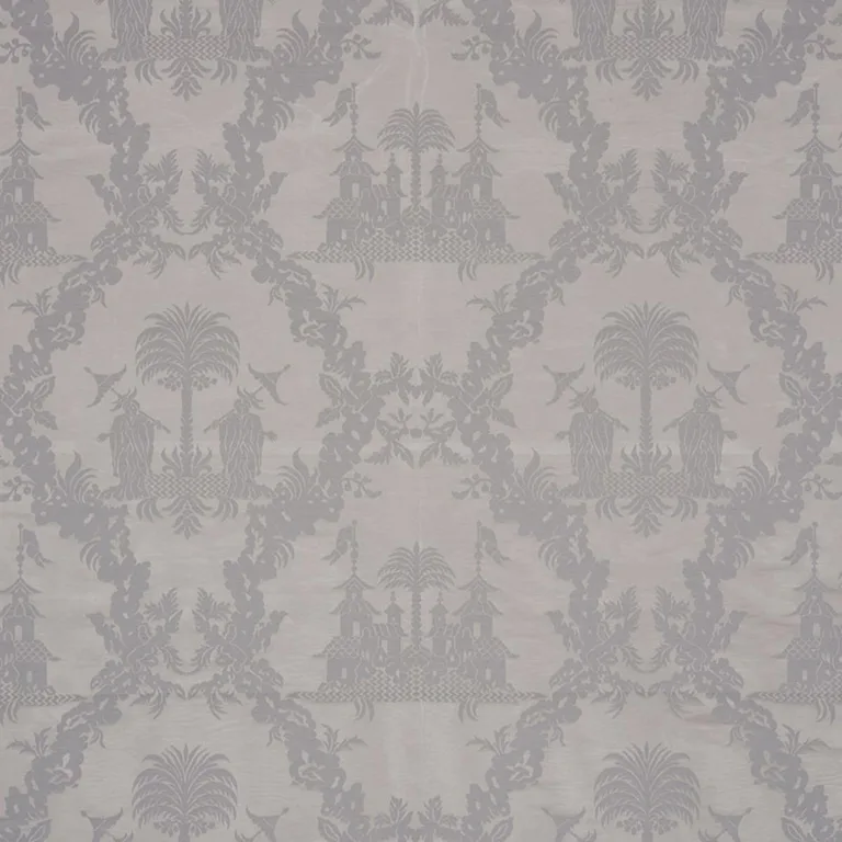 Schumacher 71831 Chinoiserie Royale Platinum fabric swatch
