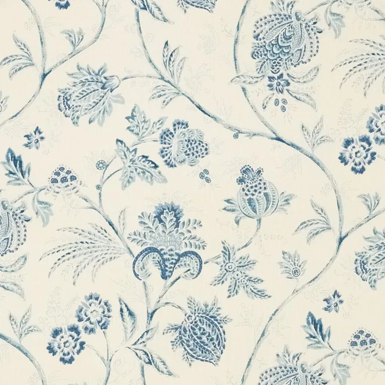 Schumacher 176490 Chinoiserie Vine China Blue fabric swatch