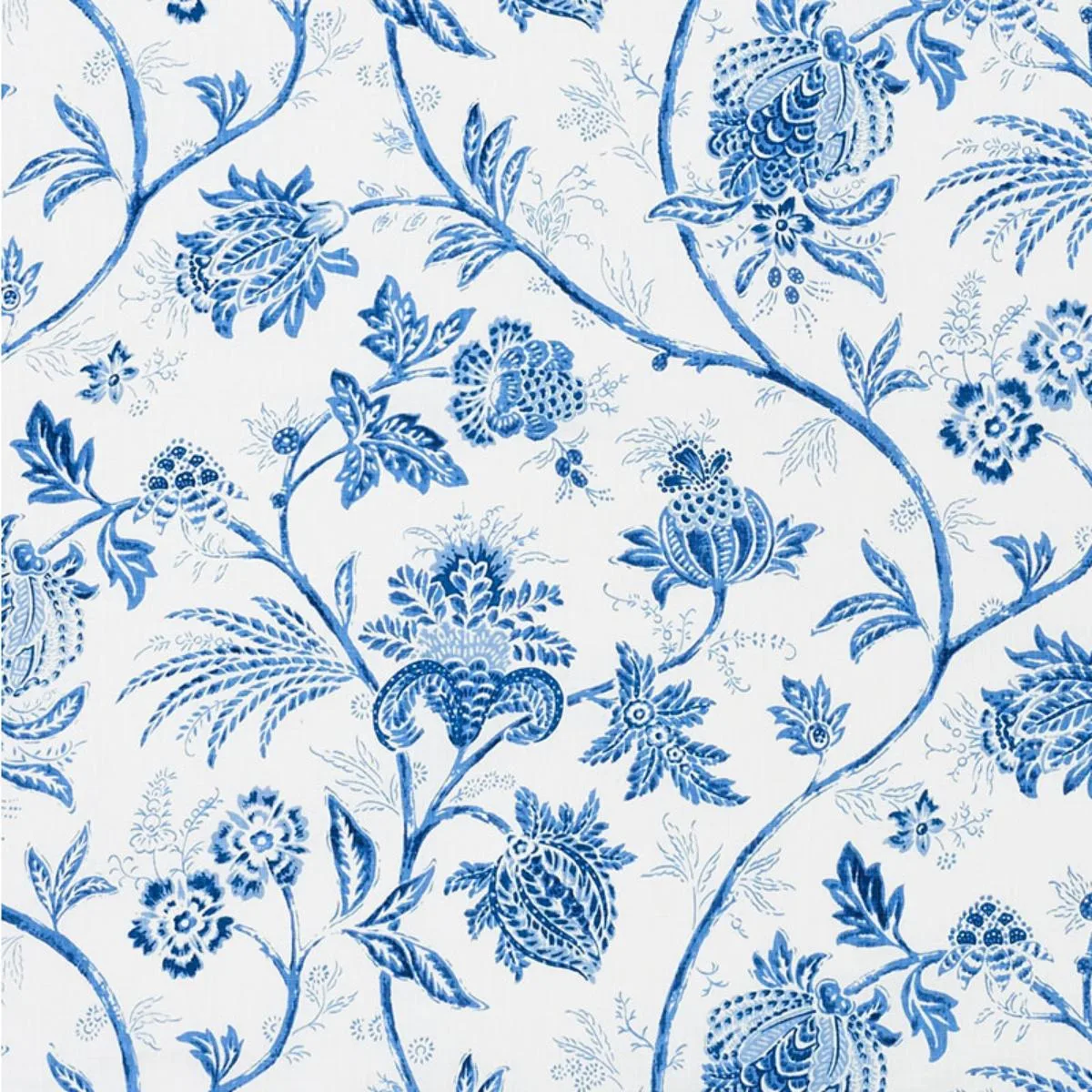 Schumacher 176491 Chinoiserie Vine Cobalt fabric swatch