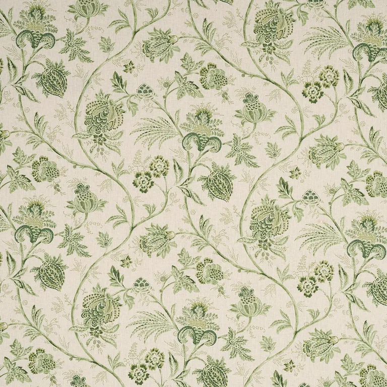 Schumacher 176492 Chinoiserie Vine Leaf Green fabric swatch