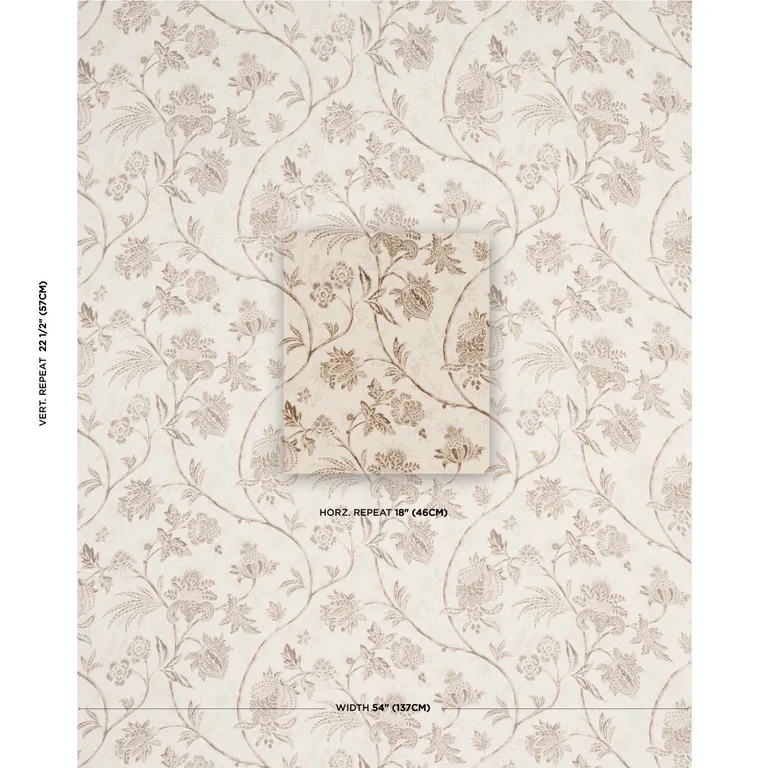 Schumacher 176493 Chinoiserie Vine Neutral fabric swatch