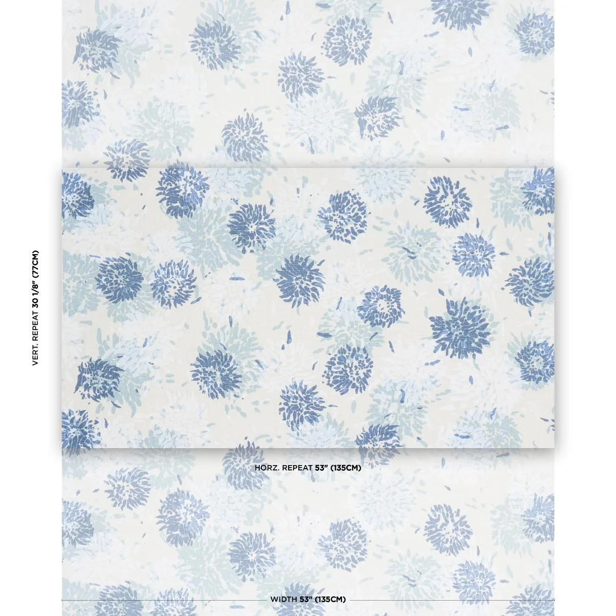 Schumacher TL400013 Chrysanthemum By Tillett Blues fabric swatch