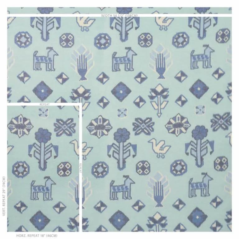 Schumacher 78141 Chuska Warp Print Blue fabric swatch