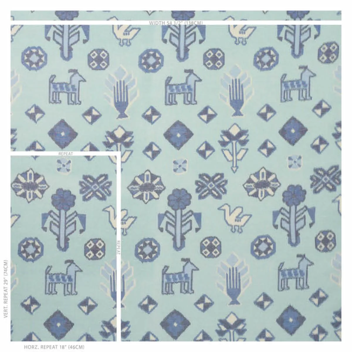 Schumacher 78141 Chuska Warp Print Blue fabric swatch