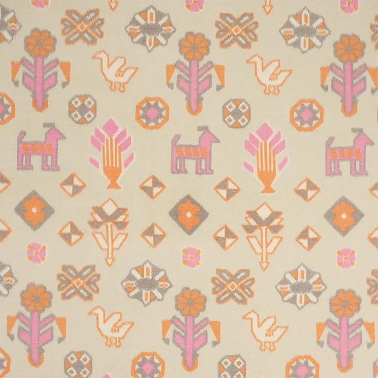 Schumacher 78142 Chuska Warp Print Pink & Orange fabric swatch