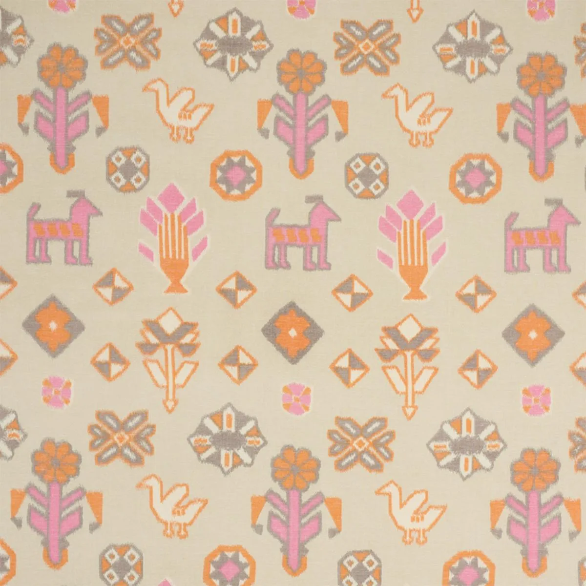 Schumacher 78142 Chuska Warp Print Pink & Orange fabric swatch