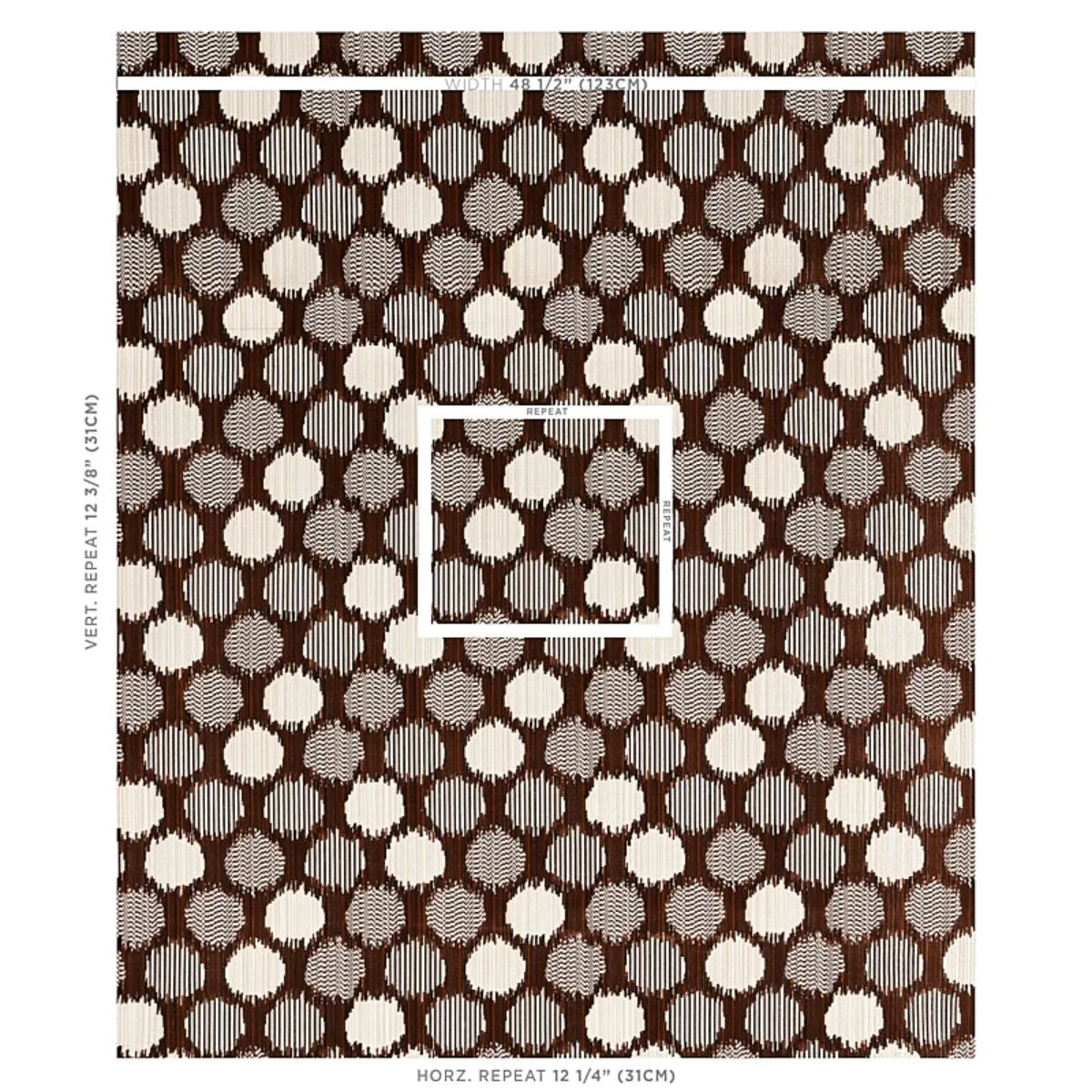 Schumacher 73923 Cirque Velvet Brown fabric swatch