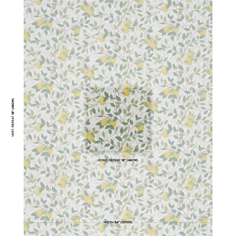 Schumacher 182950 CitronträD Ivory And Leaf fabric swatch
