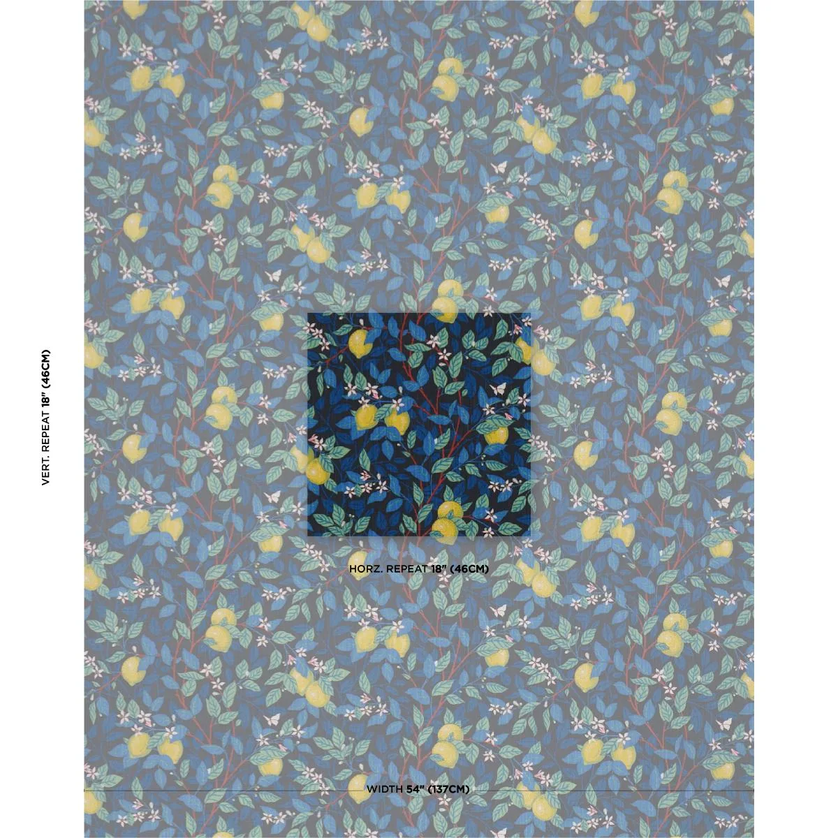 Schumacher 182952 CitronträD Spruce And Blue fabric swatch
