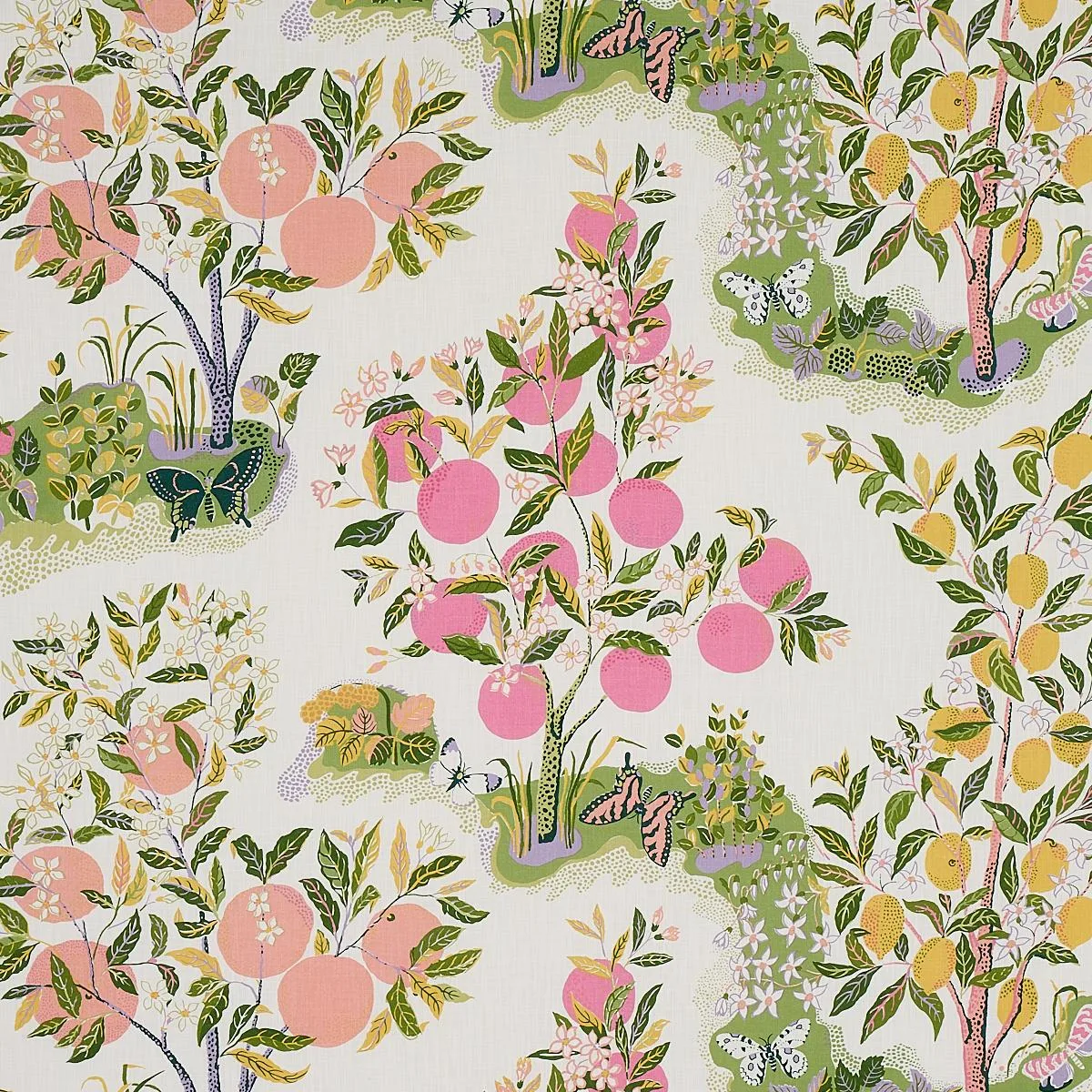 Schumacher 177333 Citrus Garden Indoor/Outdoor Garden fabric swatch