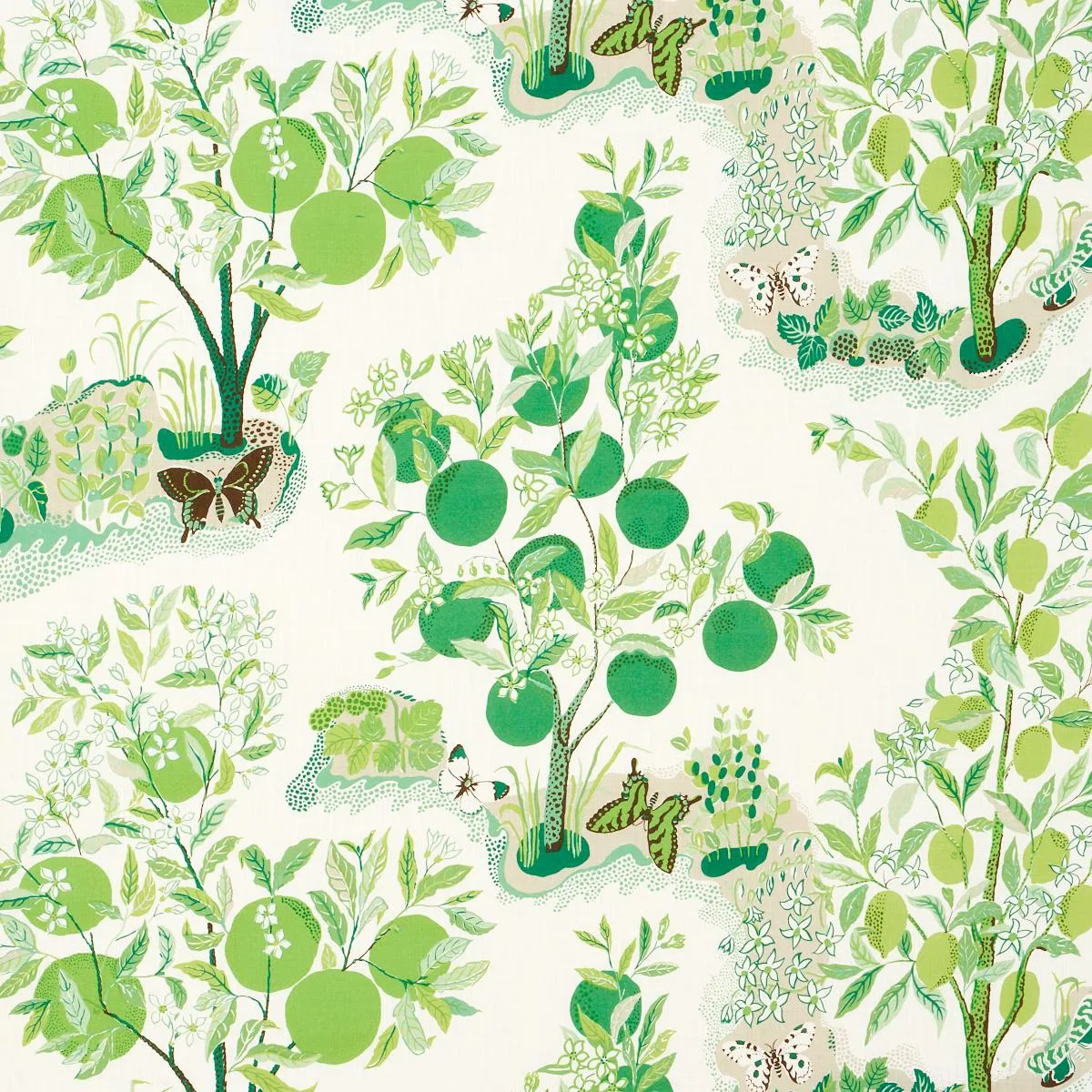 Schumacher 177332 Citrus Garden Indoor/Outdoor Leaf fabric swatch