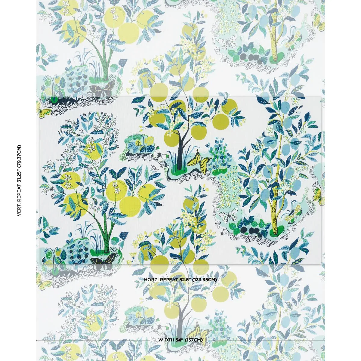 Schumacher 177331 Citrus Garden Indoor/Outdoor Pool fabric swatch