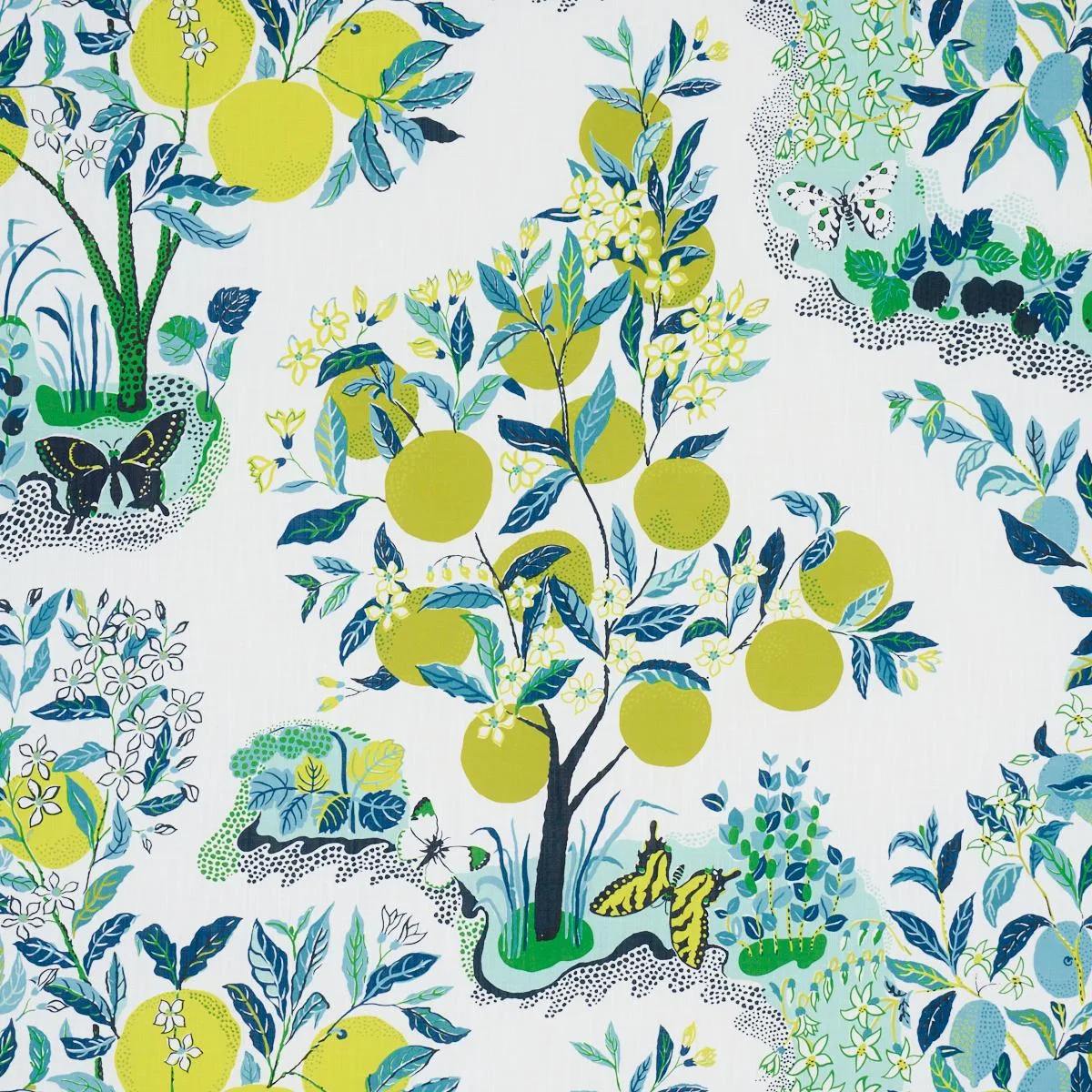 Schumacher 177331 Citrus Garden Indoor/Outdoor Pool fabric swatch