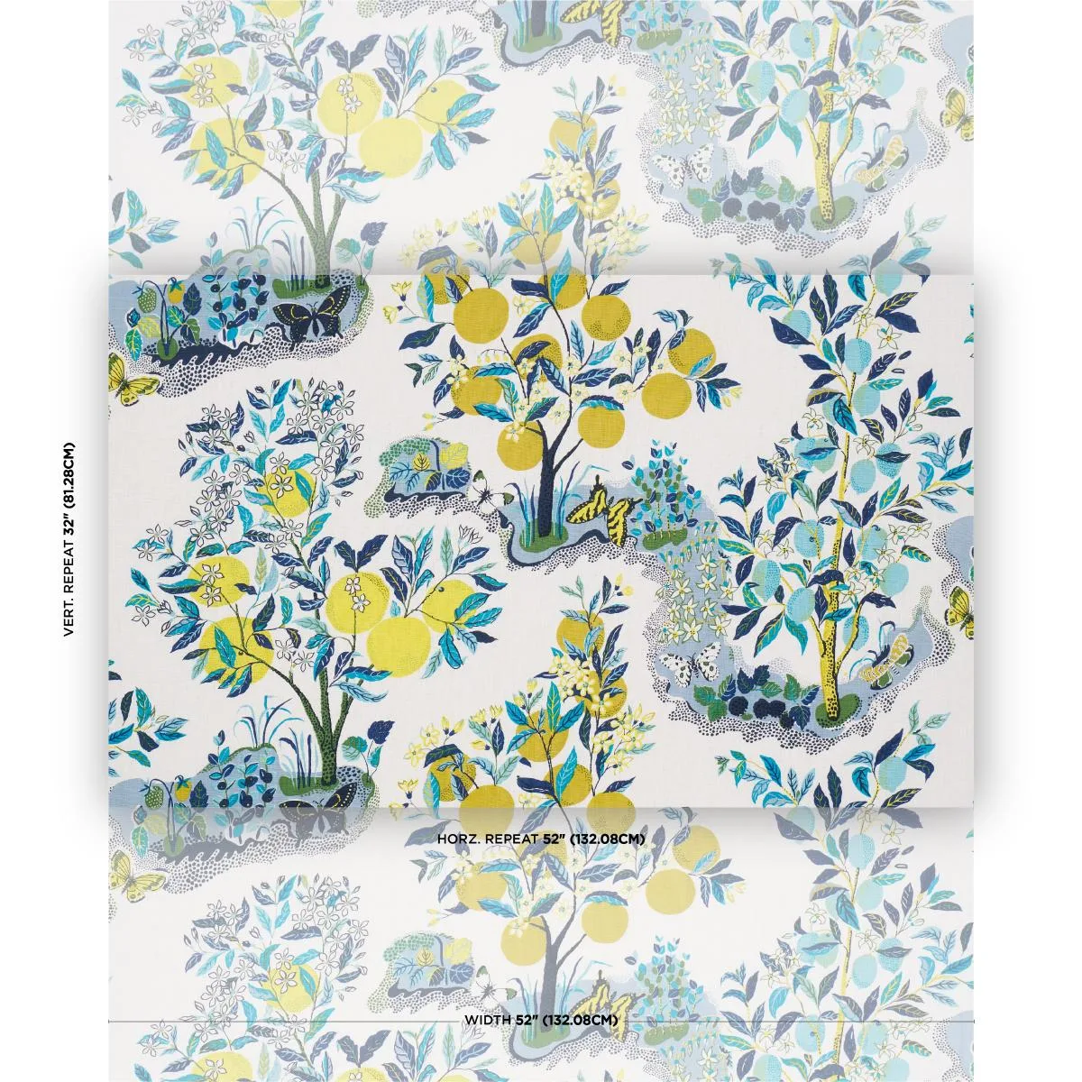 Schumacher 175761 Citrus Garden Pool fabric swatch