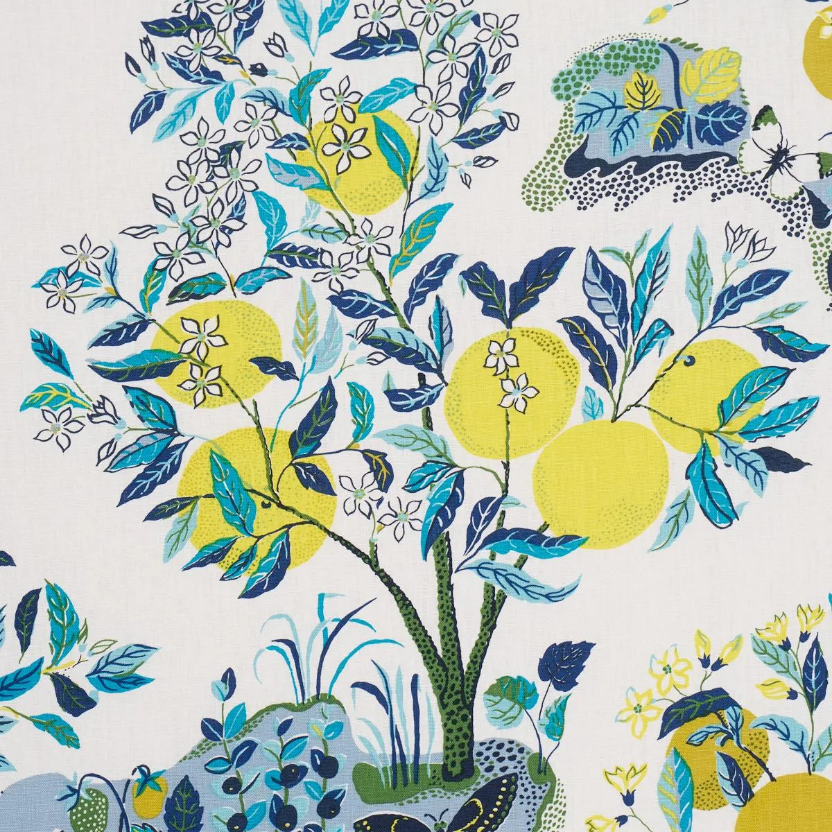 Schumacher 175761 Citrus Garden Pool fabric swatch