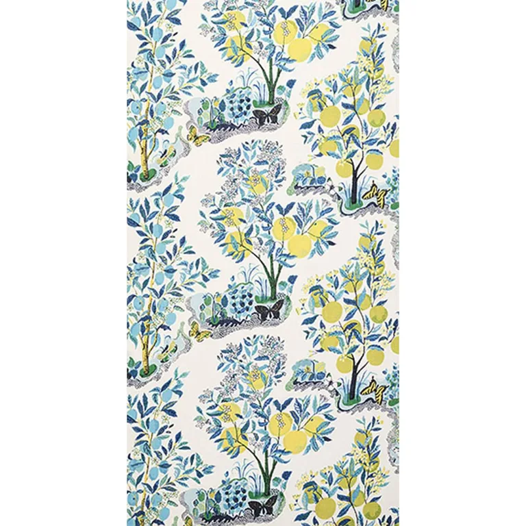 Schumacher 178351 Citrus Garden Sheer Pool fabric swatch