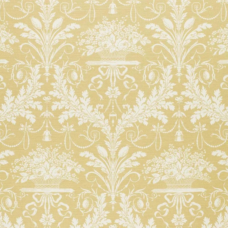 Schumacher 1178015 Clairemont Damask Yellow fabric swatch