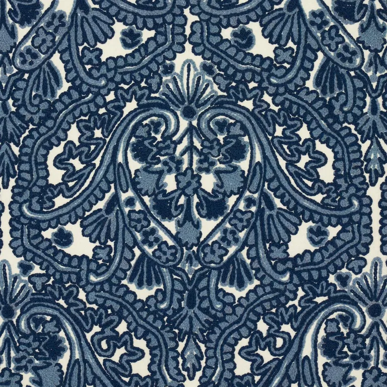 Schumacher 64310 Claremont Crewel Embroidery Delft fabric swatch