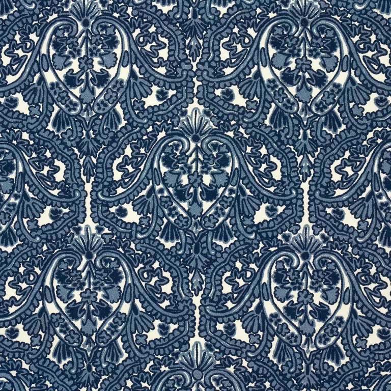 Schumacher 64310 Claremont Crewel Embroidery Delft fabric swatch