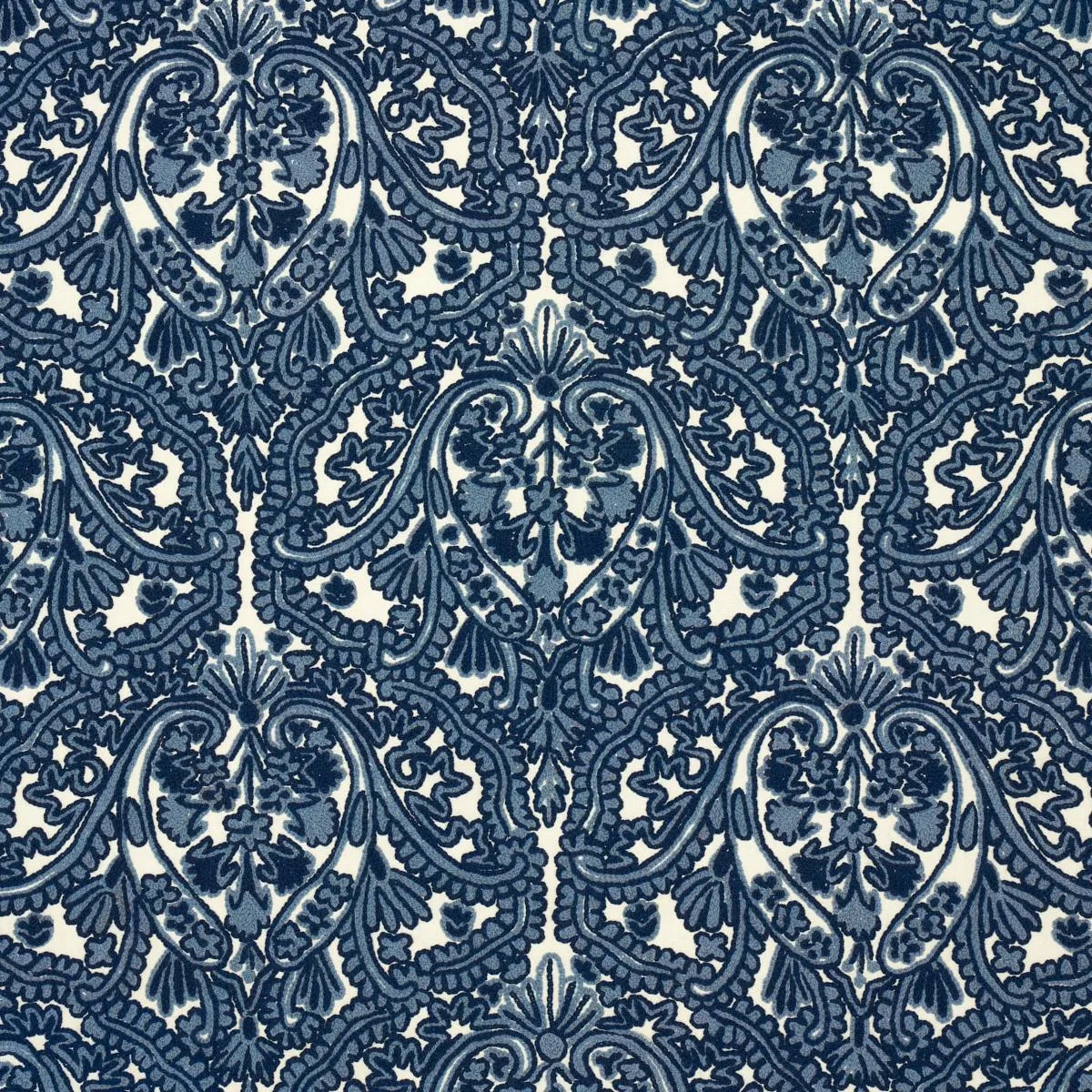 Schumacher 64310 Claremont Crewel Embroidery Delft fabric swatch