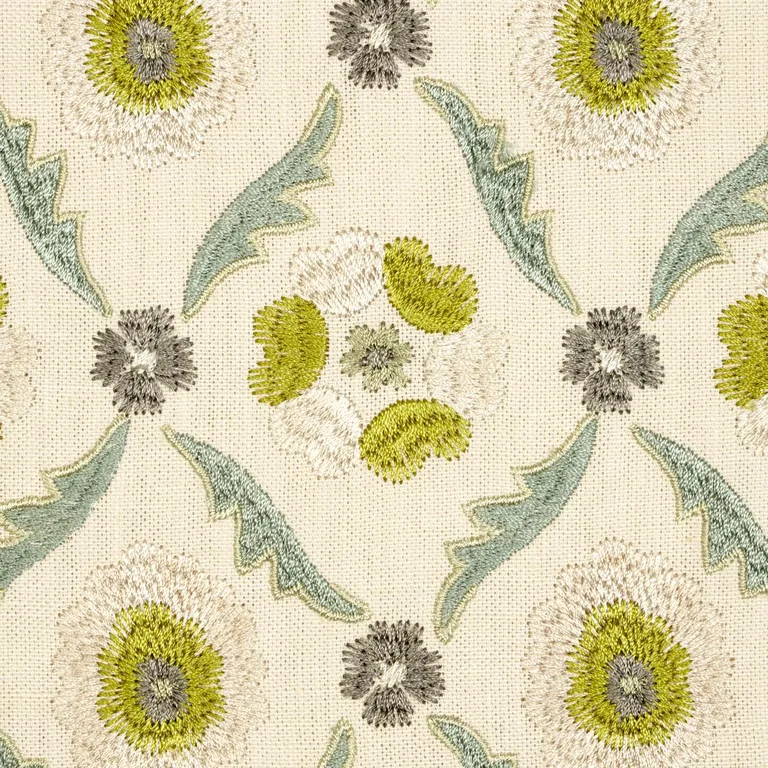 Schumacher 65741 Claremont Embroidery Chartreuse fabric swatch