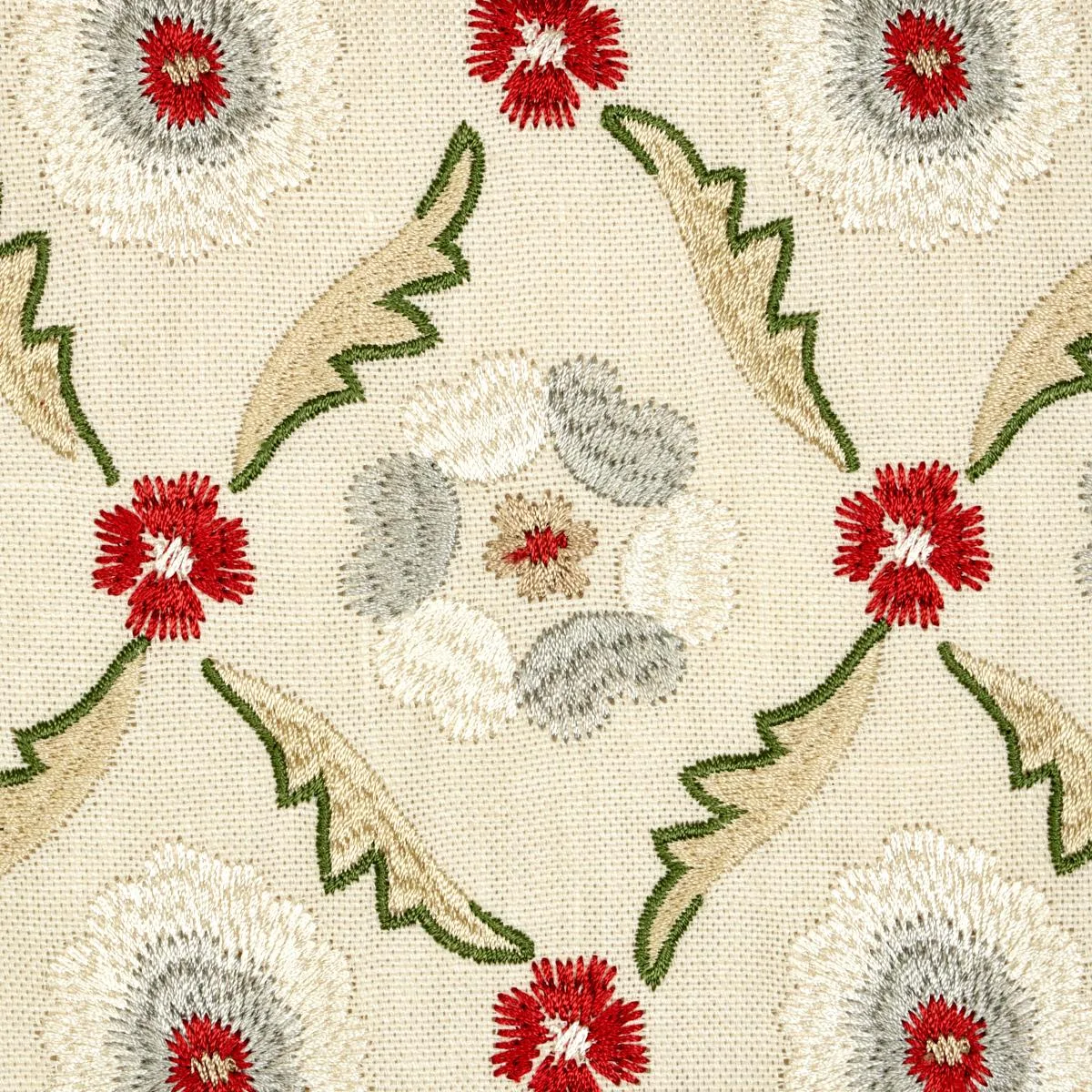 Schumacher 65740 Claremont Embroidery Crimson fabric swatch