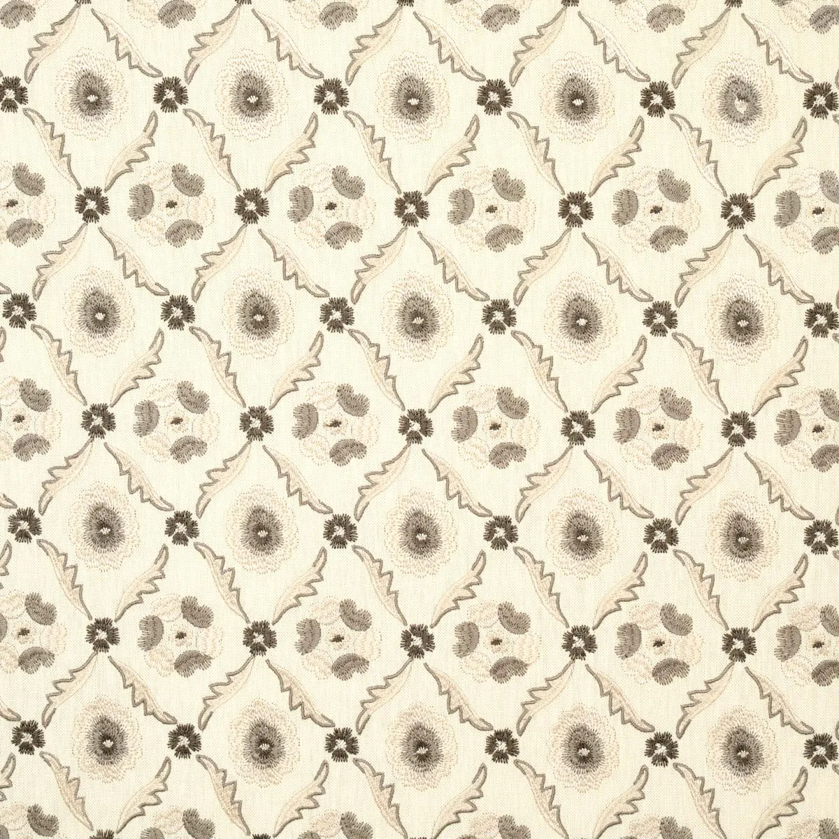 Schumacher 65743 Claremont Embroidery Grisaille fabric swatch