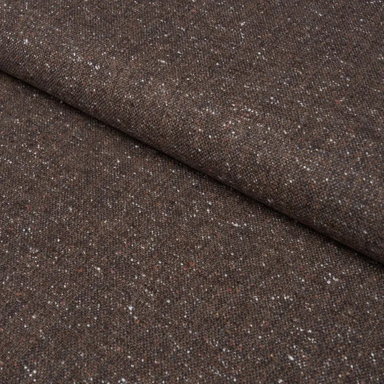 Schumacher 87313 Clarke Donegal Wool Blend Dark Brown fabric swatch
