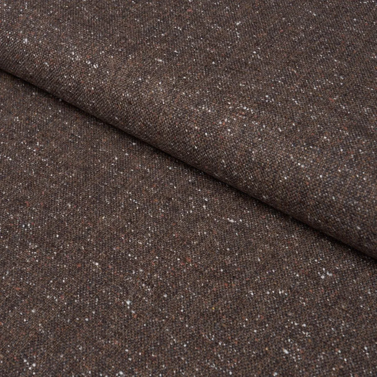Schumacher 87313 Clarke Donegal Wool Blend Dark Brown fabric swatch