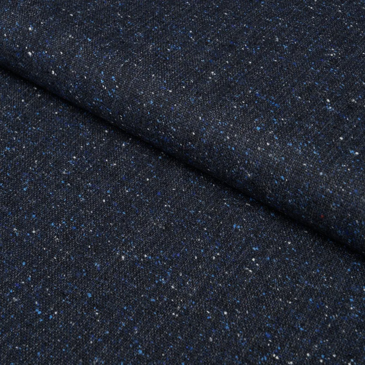Schumacher 87316 Clarke Donegal Wool Blend Navy fabric swatch