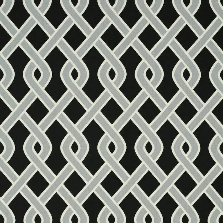 Schumacher 79571 Cleo Trellis Indoor/Outdoor Black fabric swatch