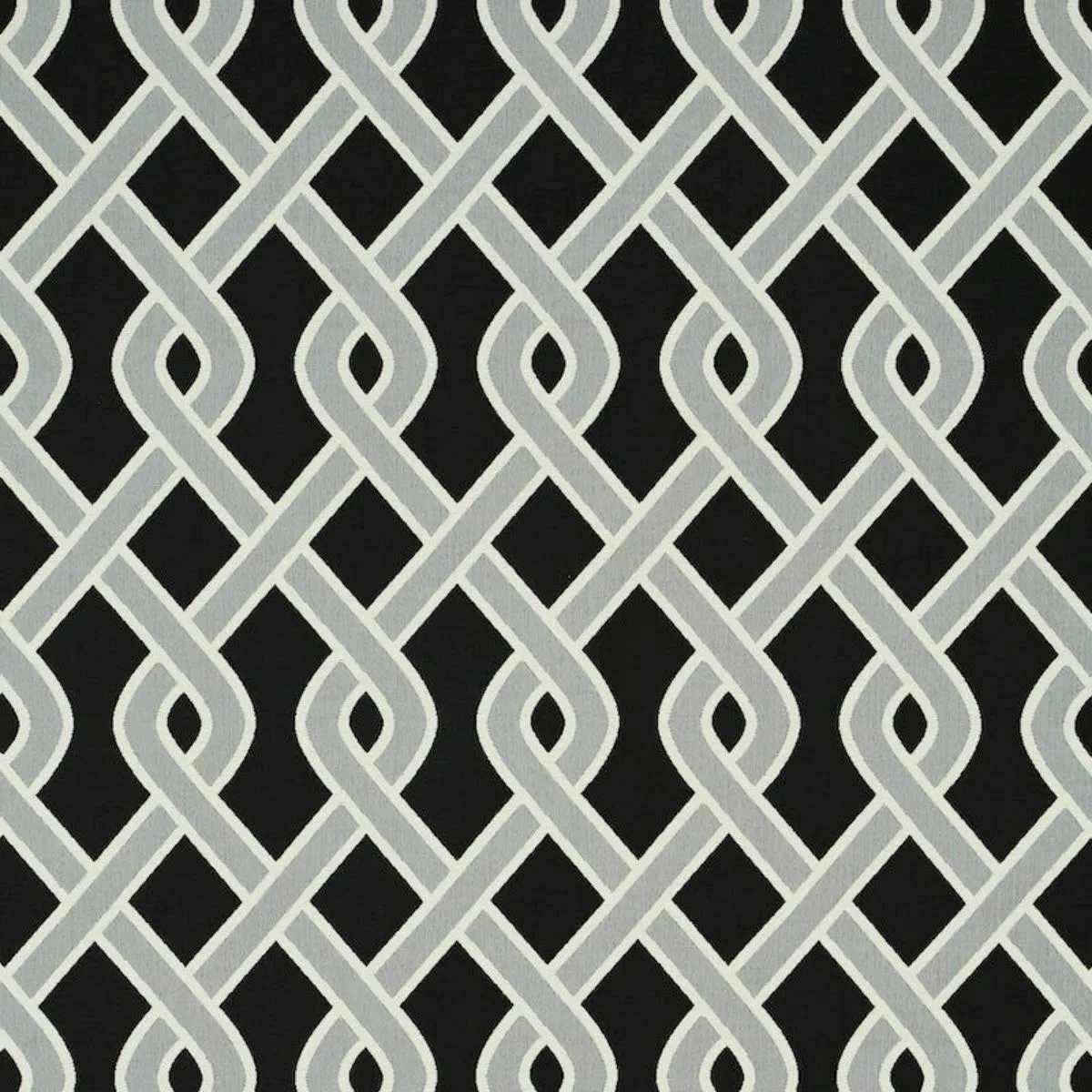 Schumacher 79571 Cleo Trellis Indoor/Outdoor Black fabric swatch