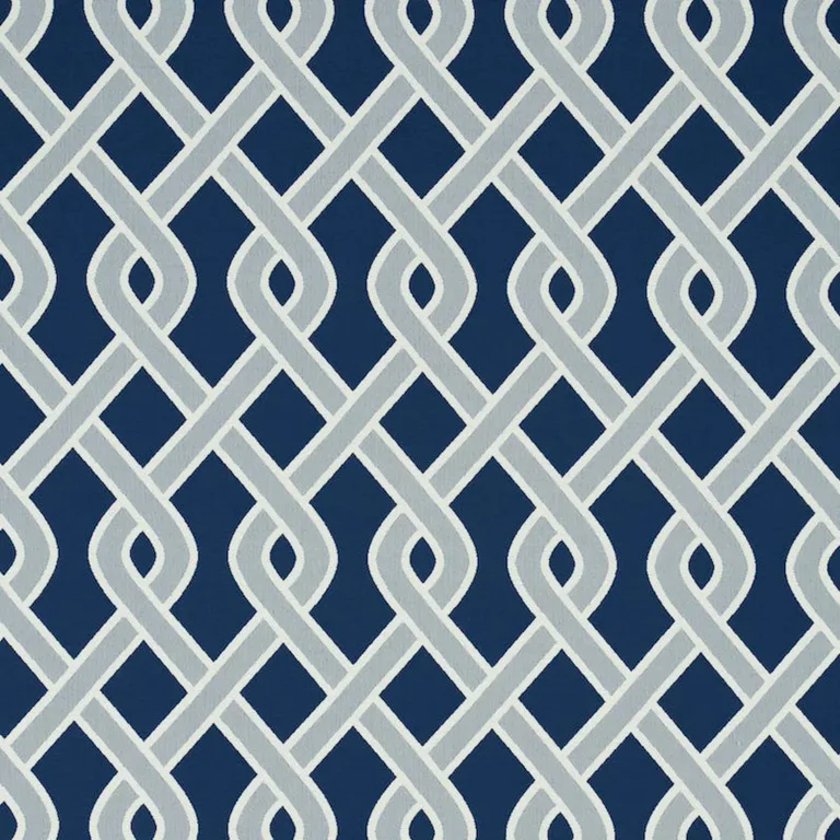 Schumacher 79570 Cleo Trellis Indoor/Outdoor Blue fabric swatch