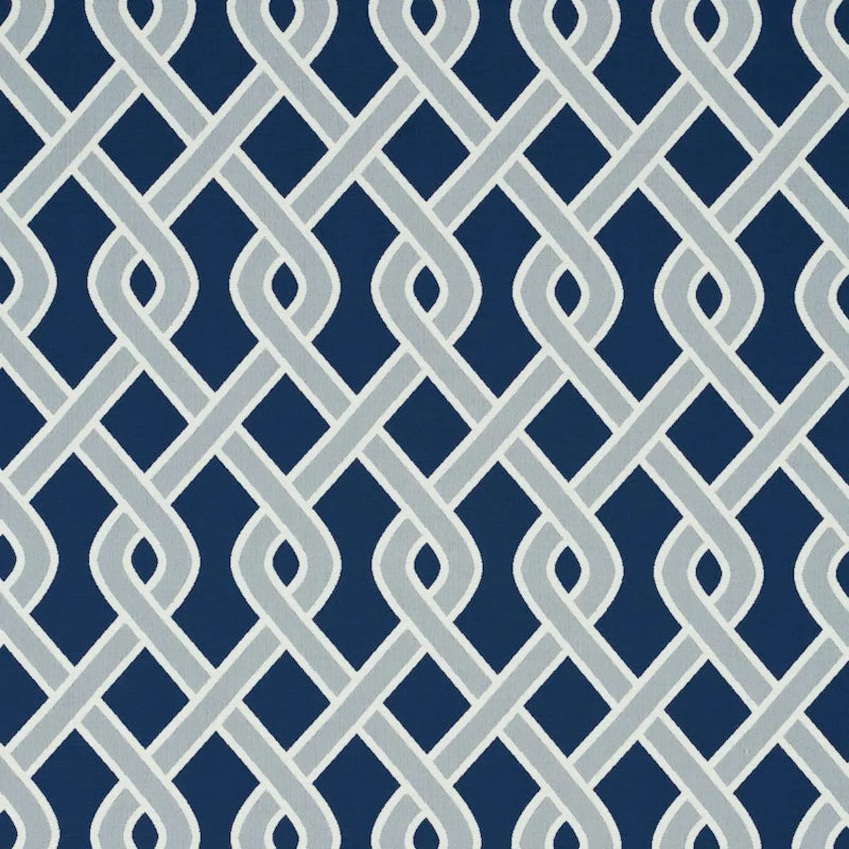 Schumacher 79570 Cleo Trellis Indoor/Outdoor Blue fabric swatch
