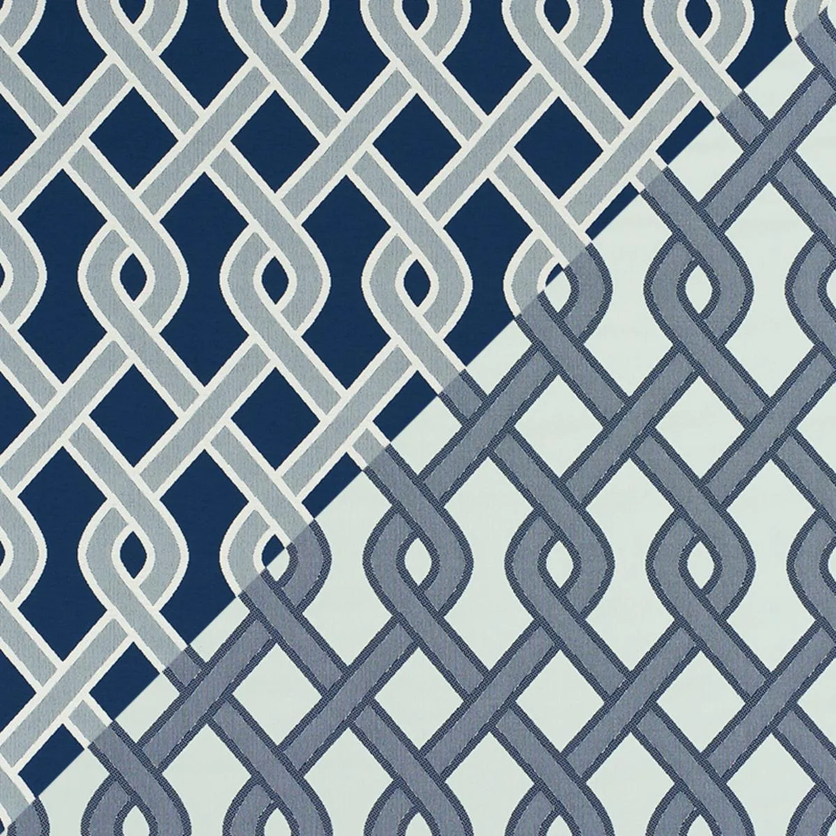 Schumacher 79570 Cleo Trellis Indoor/Outdoor Blue fabric swatch