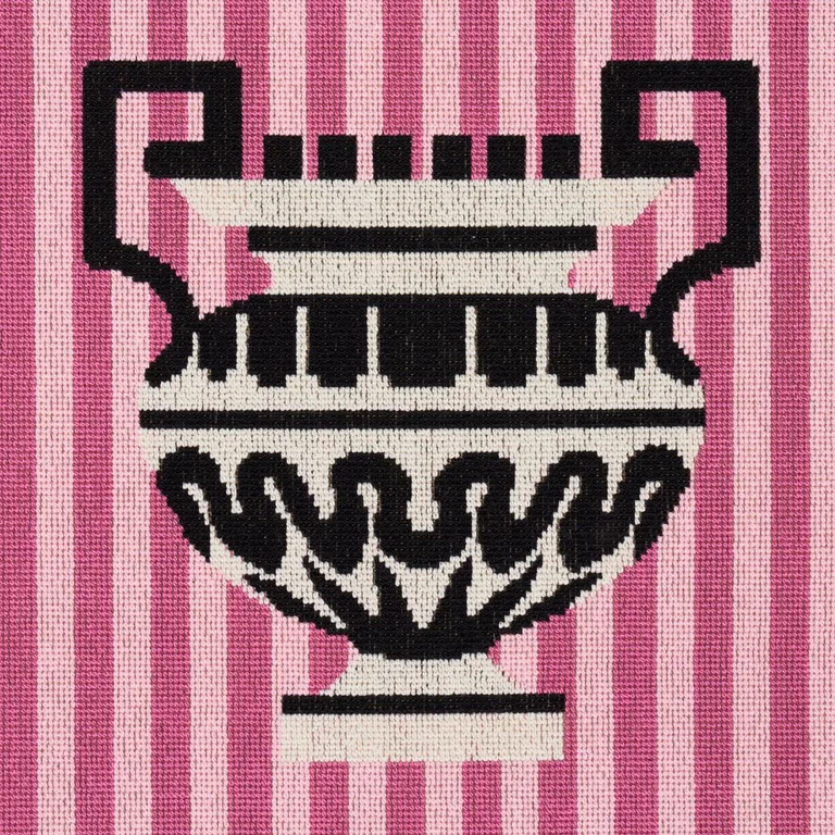 Schumacher 82142 Clermont éPinglé Pink fabric swatch