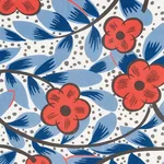 Schumacher 177550 Cocarde Espagnole Red & Blue fabric swatch
