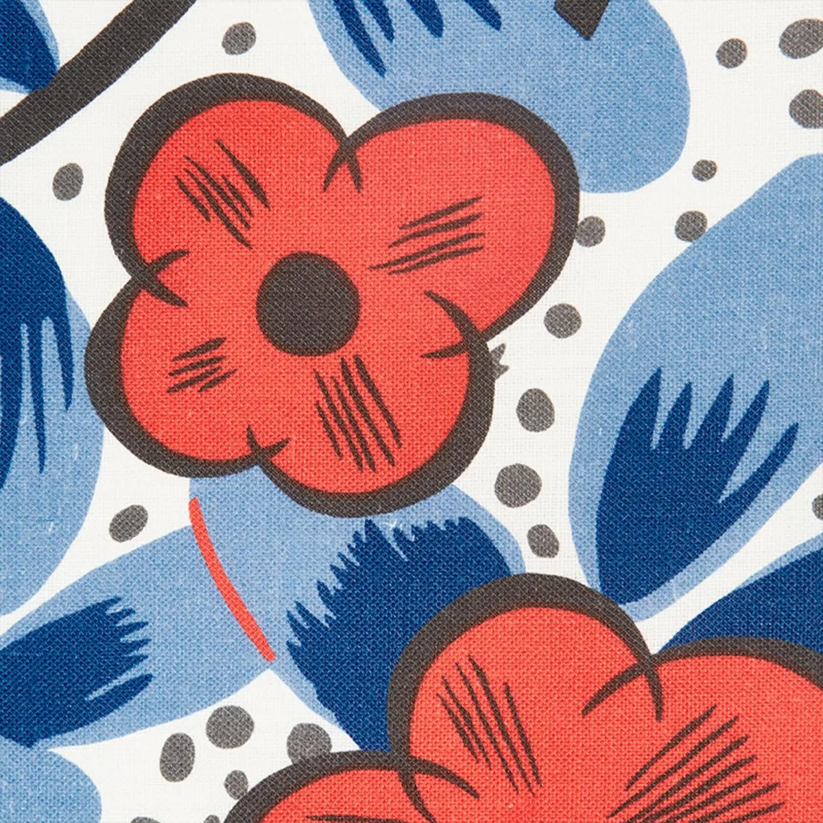 Schumacher 177550 Cocarde Espagnole Red & Blue fabric swatch