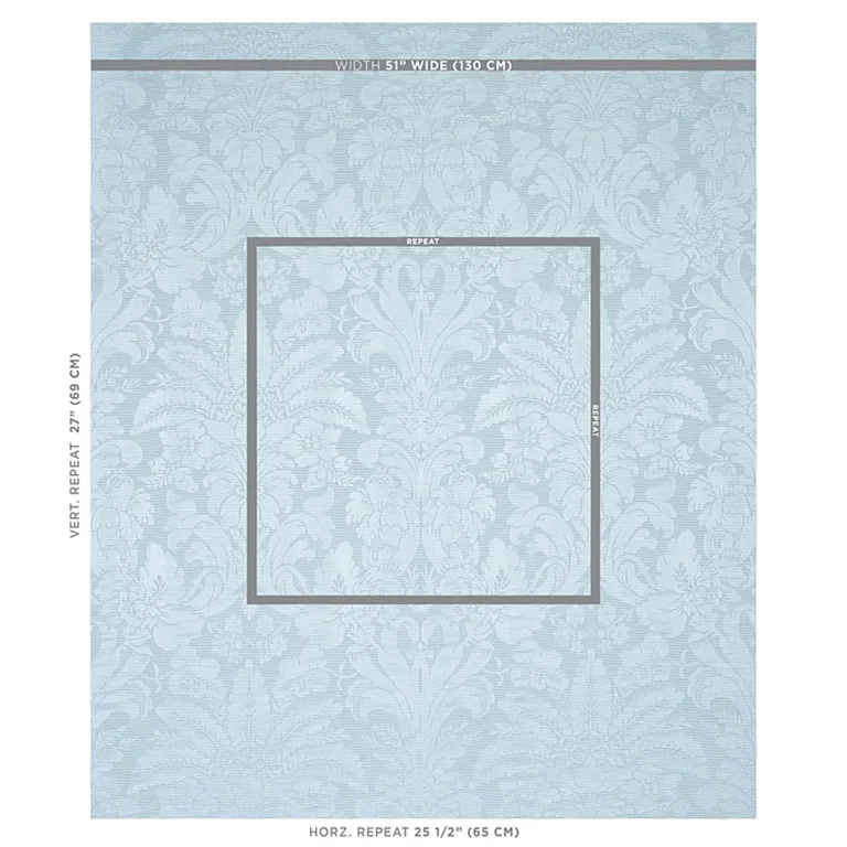 Schumacher 69144 Colette Linen/Silk Damask Chambray fabric swatch